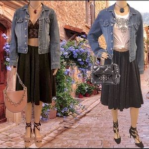 Unique Foil Print Layered Swing Skirt NWOT